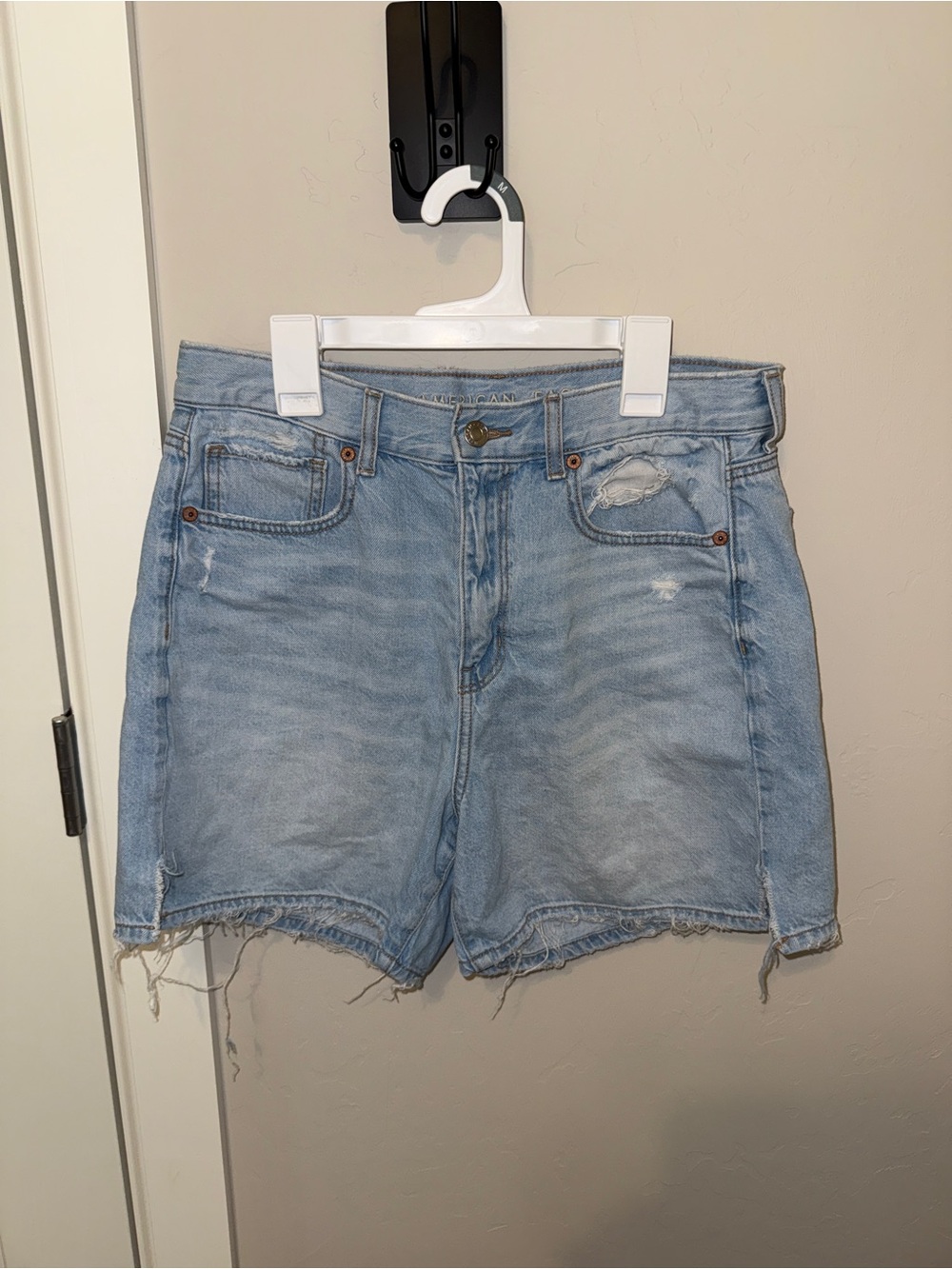 American Eagle Outfitters Light Blue Distressed Jean Shorts